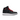 Jordan 1 Retro High Black Satin Gym Red Black baskets de profil avec une empeigne en satin noir, des détails rouges et des lacets