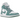 Jordan 1 Mid White Cannon baskets en profil latéral avec une tige en cuir blanc, des détails bleu clair et des lacets.