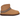 UGG Classic Mini Crescent Chestnut baskets en vue latérale inclinée avec une tige en daim marron et une doublure douce