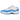 Jordan 11 Retro Low University Blue baskets en vue laterale avec empeigne blanche cuir vernis bleu clair semelle