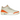 Jordan 3 Retro TEX Starfish baskets en vue latérale avec du cuir orange, des empiècements imprimés éléphant et une unité Air visible