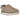 UGG Goldenstar Villa Clog Mustard Seed baskets de profil avec tige en daim, bride arrière et coutures apparentes