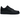 Nike Air Force 1 Black baskets vue latérale avec empeigne en cuir noir, lacets assortis et semelle intermédiaire blanche classique avec amorti Nike Air