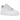 Nike Air Force 1 White baskets vues de profil dans un coloris blanc immaculé avec empeigne en cuir, lacets et semelle épaisse classique