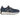 New Balance 327 Denim baskets en vue sous angle avec une tige en denim bleu, une semelle intercalaire blanche et le logo N