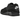 Jordan 4 RM Black Cat baskets en profil lateral noir avec tige en daim, lacets foncés et semelle visible