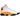 Air Jordan 13 Retro Del Sol baskets vue latérale en cuir blanc avec des empiècements en daim jaune vif, une semelle noire et l'emblématique logo hologramme