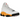 Air Jordan 13 Retro Del Sol baskets vue latérale avec empeigne en cuir blanc, panneaux en daim jaune sur le talon et semelle noire