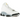 Air Jordan 13 Retro Blue Grey baskets en vue latérale avec empeigne en cuir blanc, empiècements en daim bleu clair et logo holographique sur le talon.