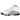 Baskets Air Jordan 13 Retro Blue Grey vue latérale avec empeigne en cuir blanc, détails en daim gris et logo emblématique œil de léopard