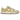 Nike Dunk Low Lemon Drop baskets de profil avec des superpositions en cuir jaune, une empeigne blanche et des lacets jaunes