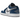 Air Jordan 1 Low True Blue baskets dans un profil latéral classique avec une tige en cuir blanc et bleu et des lacets.