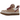 UGG Lowmel Driftwood Biking Red baskets vue sous angle avec tige en daim marron rouge, lacets larges et col rembourré