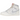 Jordan 1 Retro High OG Sail University Red baskets de profil avec une tige en cuir blanc, des details rouges et le logo wings