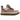 UGG Lowmel Driftwood Biking Red baskets en vue sous angle avec tige en daim marron, lacets rouges et languette rembourrée