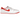 Jordan 1 Retro Low OG University Red baskets de profil classique avec une tige en cuir rouge et blanc et un logo swoosh noir
