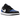 Jordan 1 Low Black Royal Toe baskets en vue latérale avec une tige en cuir noir, des détails bleus et une semelle blanche