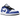 Air Jordan 1 Low Game Royal baskets vue latérale avec cuir bleu, panneau latéral blanc, virgule noire et semelle intermédiaire blanche.