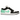 Air Jordan 1 Low Green Glow baskets vue de profil avec panneaux en cuir blanc, détails verts, swoosh noir et semelle blanche.