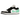 Air Jordan 1 Low Green Glow baskets en profil avec empeigne en cuir noir, détails vert émeraude sur le talon et logo Nike Swoosh blanc classique