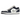 Air Jordan 1 Low Wolf Grey Midnight Navy baskets vue latérale avec empeigne en cuir gris, virgule bleu marine et semelle intercalaire blanche