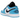 Air Jordan 1 Low UNC (2021) baskets en vue latérale avec panneaux en cuir bleu ciel et blanc, Swoosh noir et semelle en caoutchouc