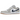 Air Jordan 1 Low Midnight Navy Neutral Grey baskets vue latérale avec lacets blancs, empiècements en cuir gris et swoosh Nike bleu marine.