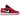 Air Jordan 1 Low Black Very Berry baskets vue latérale avec empeigne en cuir noir, détails rouges sur le logo Swoosh et semelle blanche
