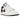 Air Jordan 1 Low White Black baskets vue angulaire en cuir blanc, avec logo Swoosh noir, lacets noirs assortis et semelle intermédiaire blanche.