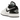 Baskets Air Jordan 1 Low White Black vue sous un angle classique en cuir blanc, empiècements noirs, lacets et logo Swoosh noir
