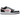 Air Jordan 1 Low White Black Rust Pink baskets vue inclinée avec base en cuir blanc, détails rose pastel, swoosh noir et semelle intermédiaire.