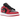 Air Jordan 1 Low Reverse Bred baskets vue latérale avec détails en cuir rouge, tige noire et semelle blanche, incluant le logo Jumpman sur la languette