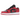 Air Jordan 1 Low Reverse Bred baskets vue latérale avec empeigne en cuir rouge, superpositions noires et un swoosh noir classique.