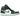 Air Jordan 1 Mid Green Toe baskets en vue latérale avec empeigne verte, dessus noir, panneaux latéraux blancs et logo Swoosh rouge