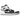 Baskets Air Jordan 1 Mid White Shadow vue de profil avec construction en cuir noir et gris, semelle intermédiaire blanche et logo Jumpman iconique