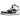 Air Jordan 1 Mid White Shadow baskets profil classique avec empeigne en cuir noir, détails gris sur le talon et la pointe, semelle blanche.