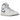 Air Jordan 1 Mid Neutral Grey baskets vue latérale avec une base en cuir blanc, des empiècements en daim gris et le swoosh noir iconique