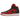 Air Jordan 1 Mid Reverse Bred (2021) baskets en vue latérale inclinée avec empiècements en cuir rouge, détails noirs, lacets et semelle blanche