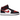Air Jordan 1 Mid Black Fire Red baskets vue latérale avec pointe rouge, logo Swoosh noir, lacets blancs et semelle en caoutchouc durable