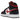 Air Jordan 1 Mid Black Fire Red baskets vue latérale avec empeigne noire, détails rouges sur la pointe et le talon, semelle intermédiaire blanche
