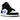 Air Jordan 1 Mid Black Racer Blue baskets en vue latérale classique avec tige en cuir noir, swoosh bleu et semelle intermédiaire blanche