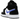 Air Jordan 1 Mid Black Racer Blue baskets vue latérale avec empeigne en cuir noir, détails Swoosh bleu roi et semelle et lacets assortis