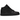 Air Jordan 1 Mid Black baskets vue latérale avec empeigne en cuir noir, lacets noirs assortis et semelle intermédiaire blanche