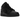 Air Jordan 1 Mid Black baskets vue latérale avec empeigne en cuir noir, lacets blancs, semelle intermédiaire blanche et logo Swoosh classique