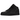 Air Jordan 1 Mid Black baskets vue latérale avec empeigne entièrement noire en cuir, lacets assortis, logo swoosh et semelle intermédiaire amortissante