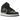 Air Jordan 1 Mid Shadow Red (GS) baskets vue latérale inclinée avec empeigne en cuir noir, détails rouges au talon, swoosh noir et semelle blanche