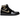 Jordan 1 Retro High Black Metallic Gold baskets de profil avec une tige noire en cuir verni, des details dores et une semelle blanche