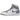 Air Jordan 1 Retro High OG Stealth baskets en vue latérale avec cuir blanc, superpositions grises, swoosh gris et lacets blancs.
