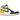 Baskets Air Jordan 1 Retro High White Black Volt University Gold vue de profil avec détails blancs, jaunes et le logo Swoosh noir classique