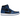Air Jordan 1 Retro High OG Dark Marina Blue baskets vue latérale avec panneaux bleu roi, empeigne en cuir noir et semelle blanche